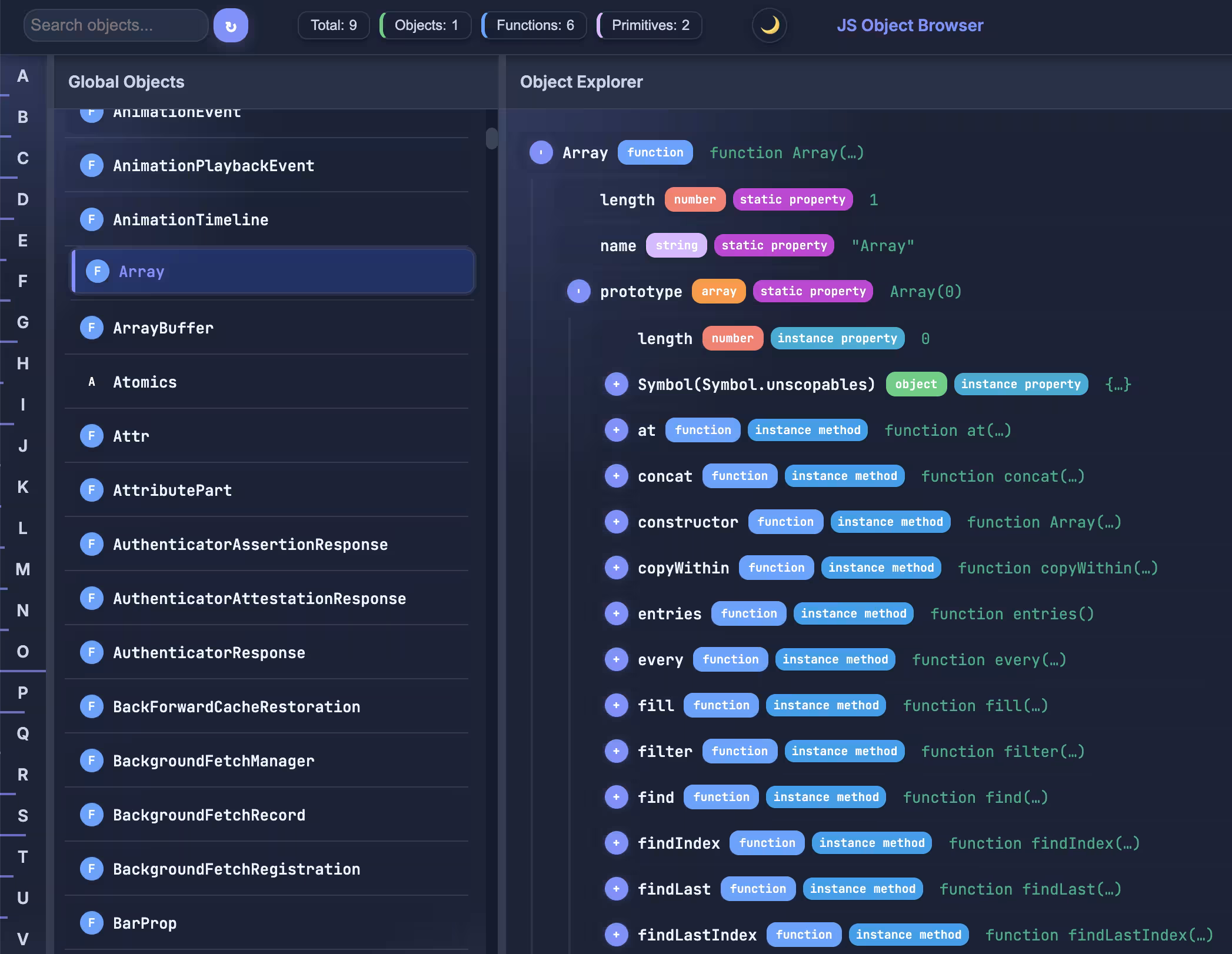 JavaScript Object Browser