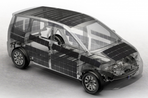 Car covered with solar panels